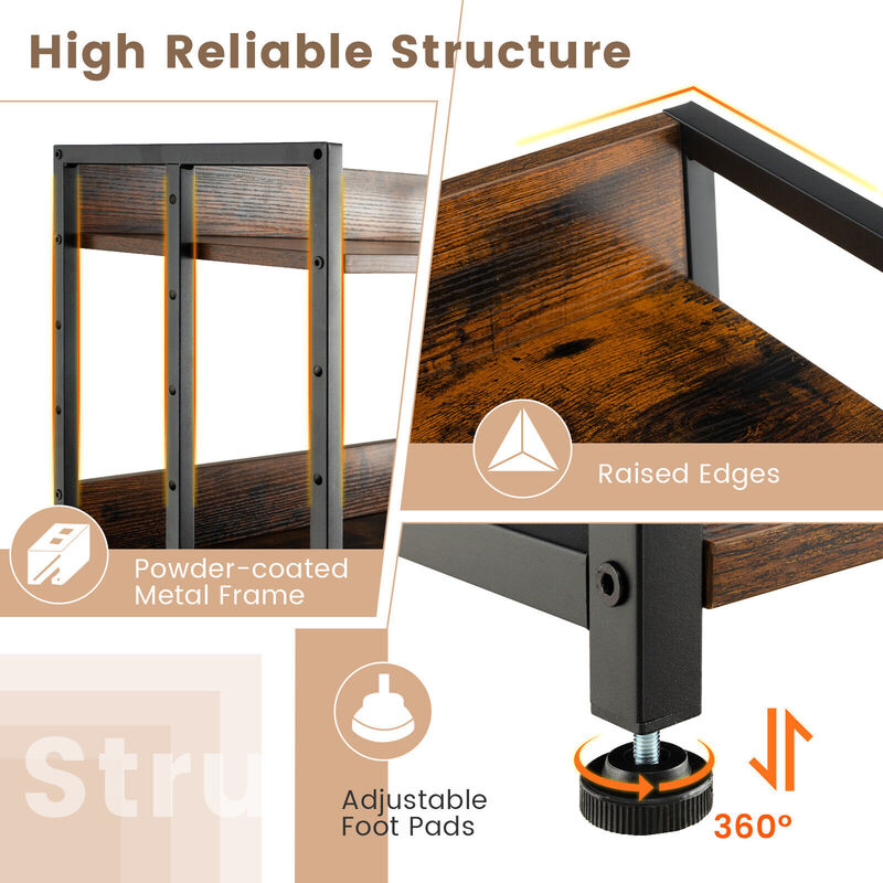 Hivvago 3-Tier Industrial Bookshelf Storage Shelf Display Rack with Adjustable Shelves image number 7