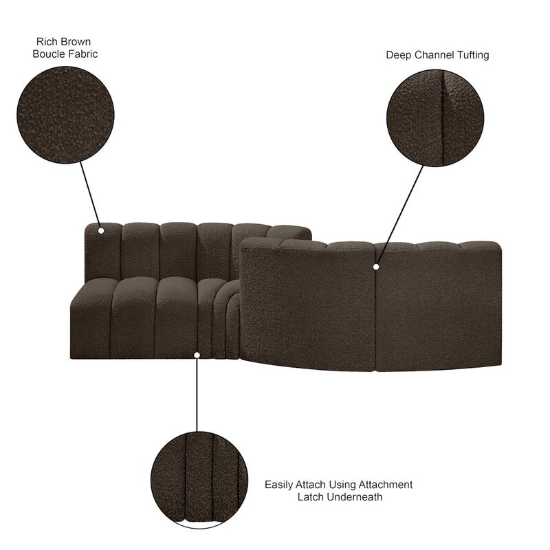 Meridian Furniture Arc Brown Boucle Fabric Modular Sofa