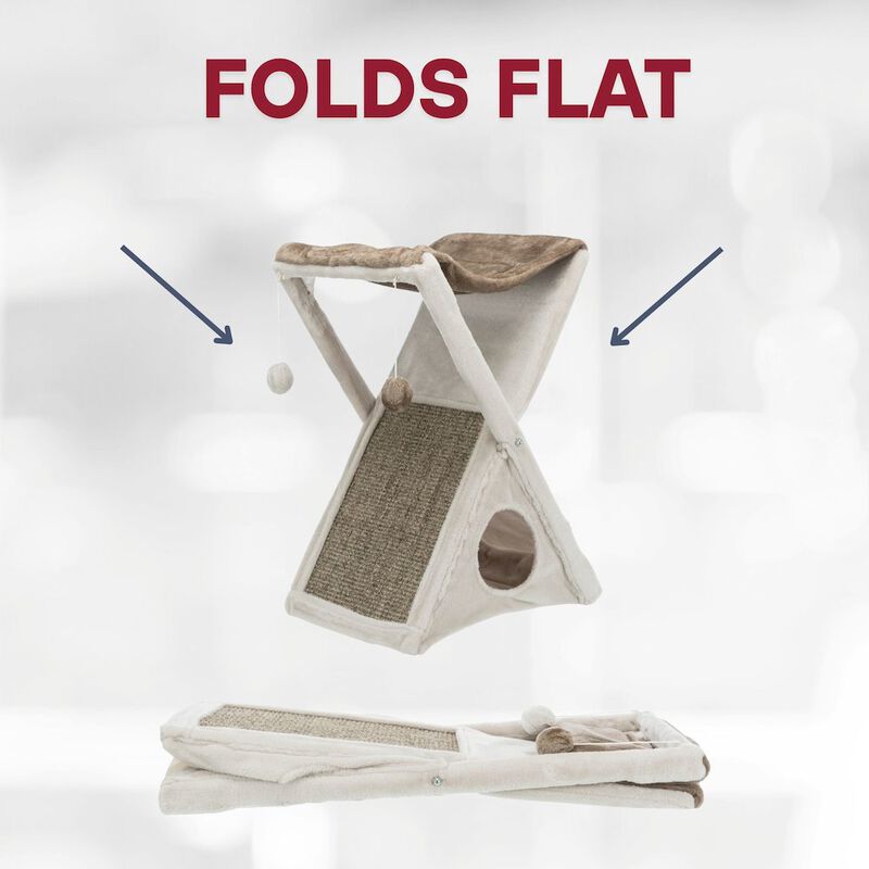 TRIXIE Miguel Fold & Store Plush & Sisal Cat Tree, Hammock, Condo, Scratcher image number 4