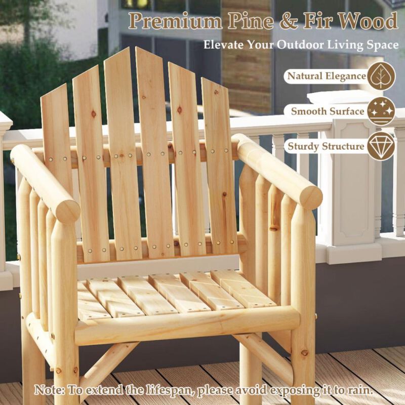 Hivvago Outdoor Wood Armchair Wooden Patio Dining Chair with Armrests image number 3