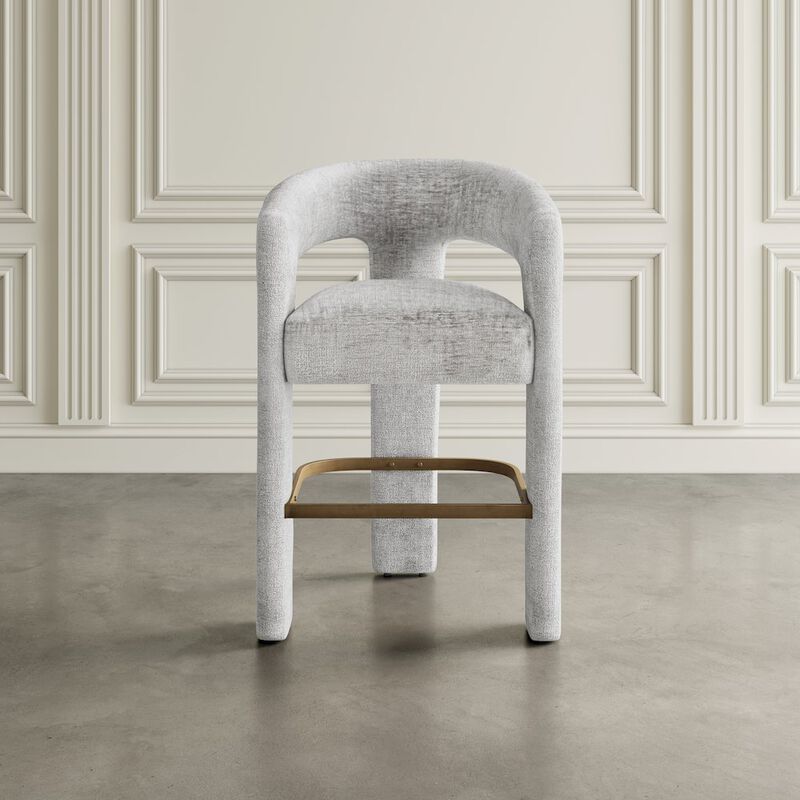 Jofran Gwen Modern Luxury Jacquard Fabric Upholstered Sculpture Counter Stool