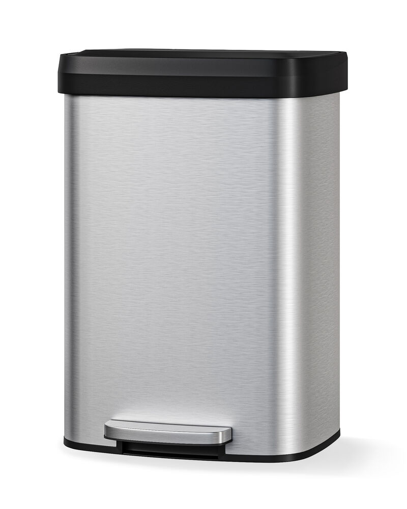 Rustproof Large Metal Step Kitchen Trash Can, Soft Close Lid with Liner Rim & Rear Handle, Hands-Free Quiet Durable Waste Bin image number 0