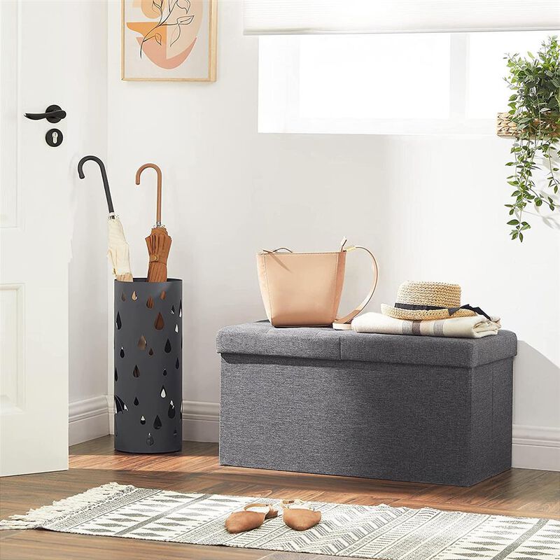Foldable Ottoman with Storage Compartment – Soft-Top Organizer for Pillows, Toys, or Magazines