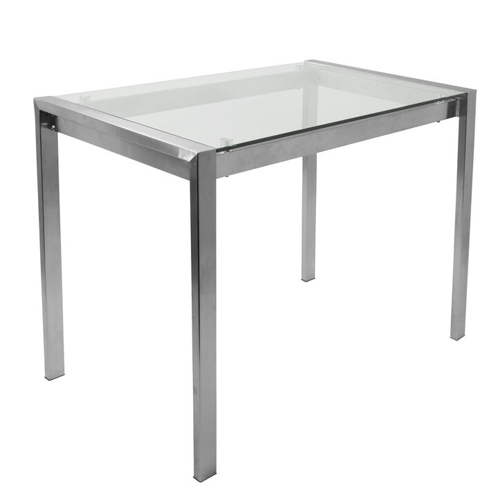 Lumisource Fuji Contemporary Counter Table in Stainless Steel and Clear Glass