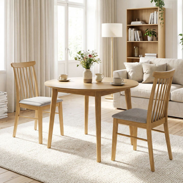 Set of 4 Fabric Kitchen Dining Chairs with Armless Rubber Wood Frame