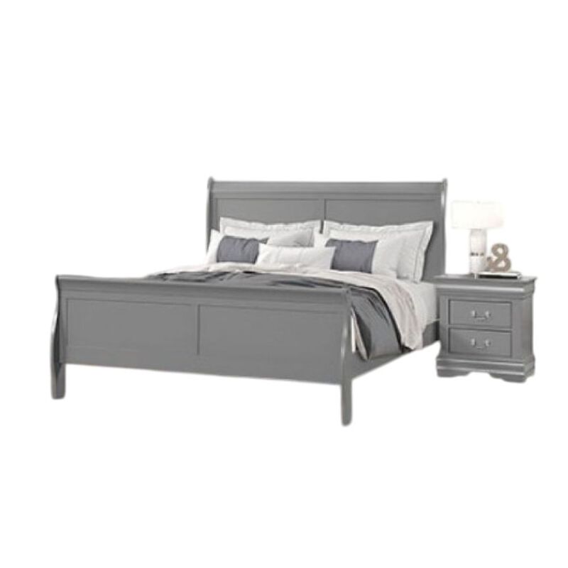 Ryla 4pc Queen Bedroom Set with Nightstand Dresser and Mirror, Neutral Gray