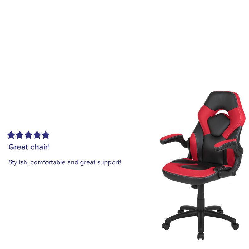 X10 Gaming Chair Racing Office Ergonomic Computer PC Adjustable Swivel Chair with Flip-up Arms, / LeatherSoft image number 2