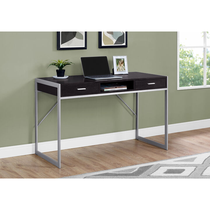 Monarch Specialties I 7366 Computer Desk, Home Office, Laptop, Storage Drawers, 48"L, Work, Metal, Laminate, Brown, Grey, Contemporary, Modern