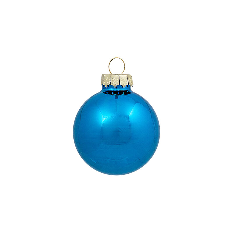 2-Finish Christmas Glass Ball Ornaments - 1.5" (40mm) - Blue - 10ct image number 4