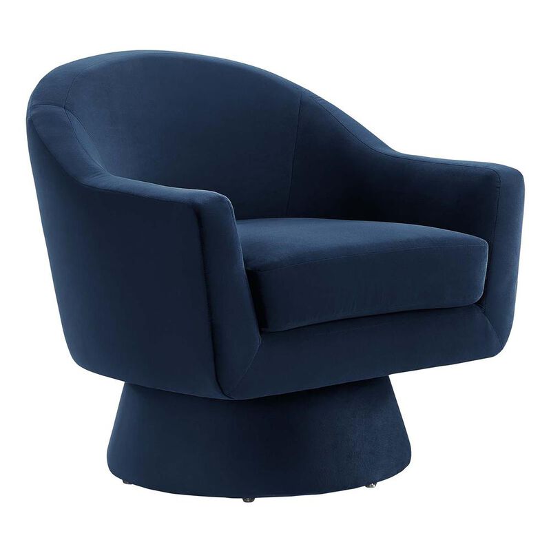 Astral Performance Velvet Fabric and Wood Swivel Chair image number 0