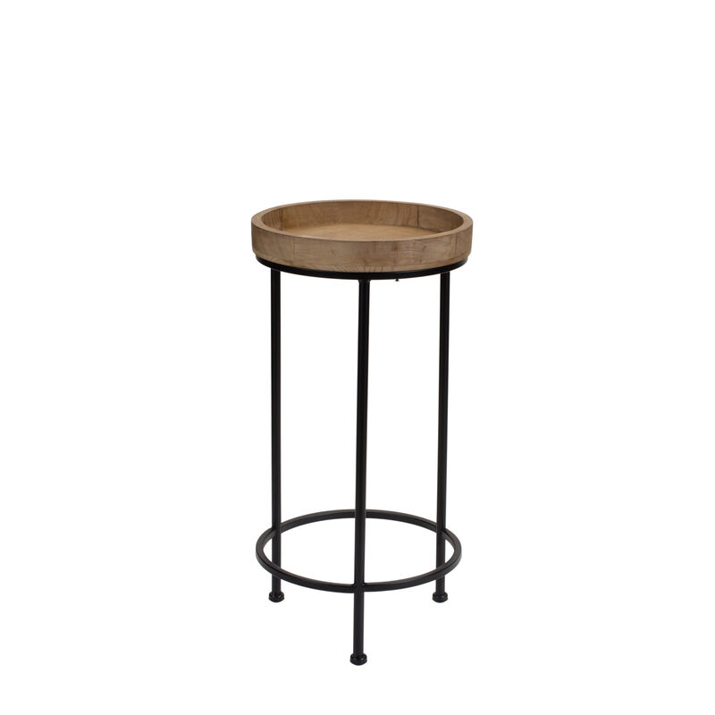 Hivvago Set of Three 29 Inch Black And Brown Round End Tables