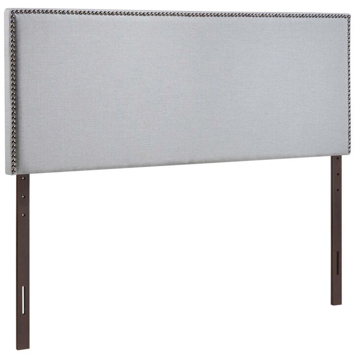 Modway Region Linen Fabric Upholstered King Headboard in Gray with Nailhead Trim