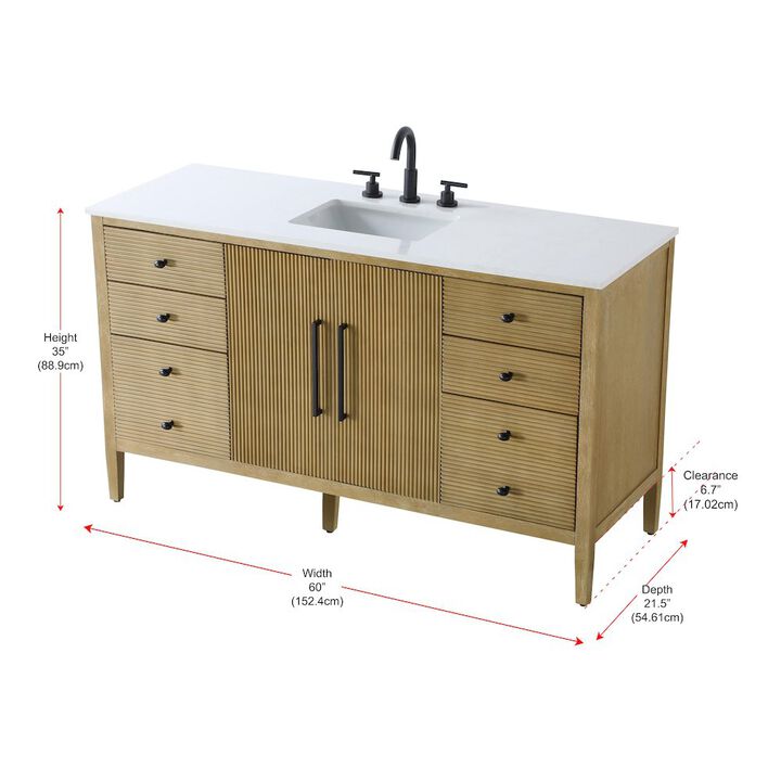 Elegant Kitchen and Bath 60 inch Single Bathroom Vanity in Linen Oak