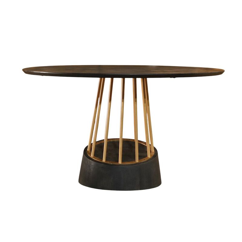 Modrest Cotopaxi - Modern Charcoal + Brass Round Dining Table