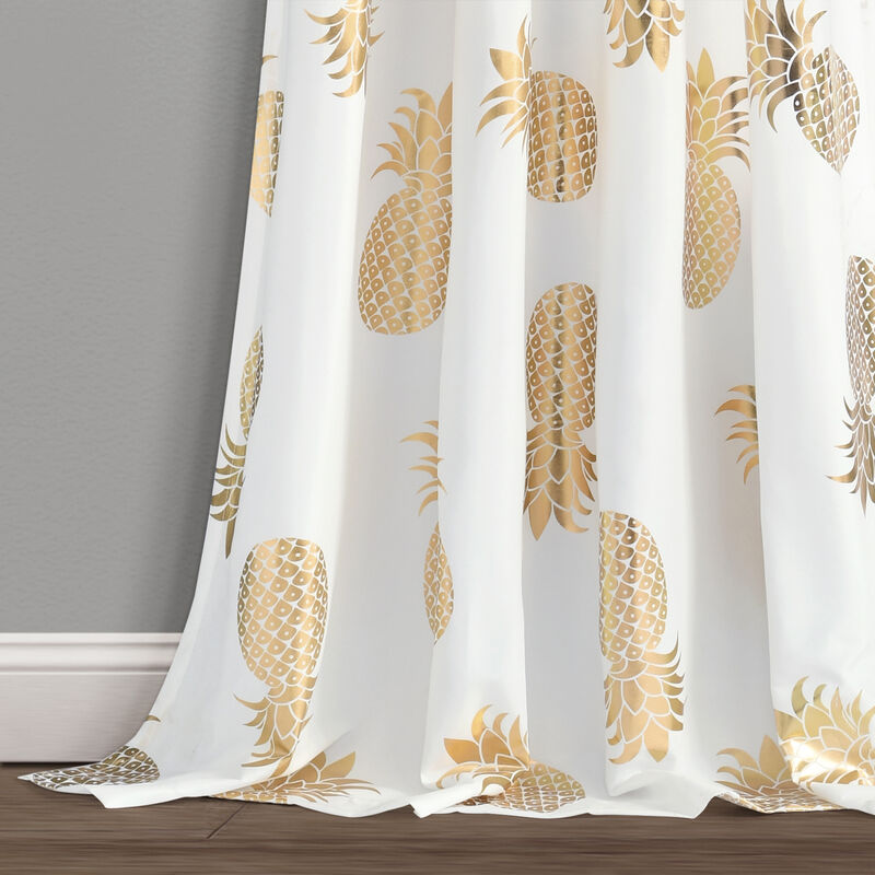 Pineapple Toss Window Curtain Panels Gold 52X84 Set