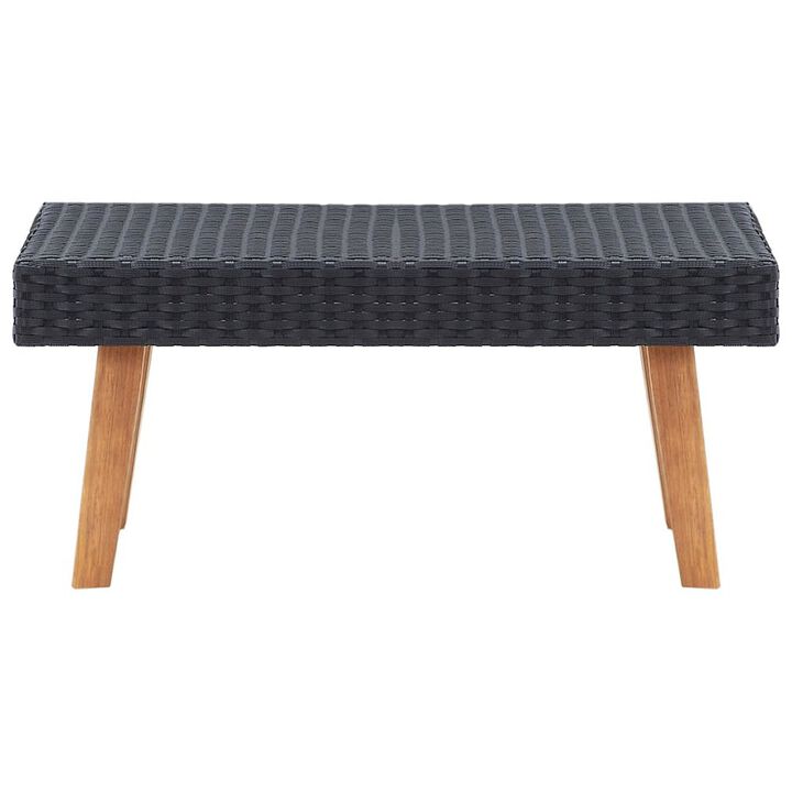 Coffee Table Black PE rattan, powder-coated steel, eucalyptus wood