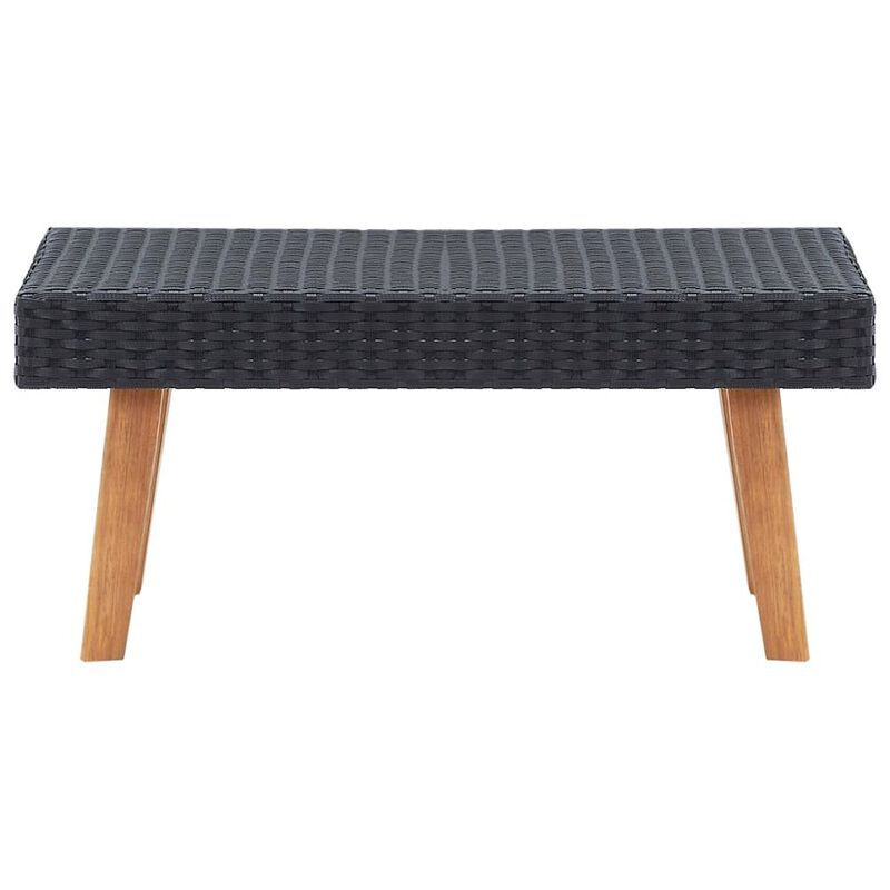 Coffee Table Black PE rattan, powder-coated steel, eucalyptus wood