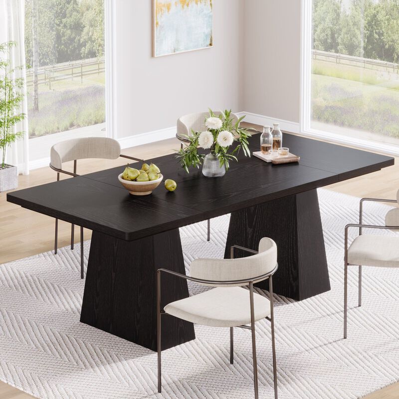Wooden Farmhouse Dining Table for Kitchen Dining Room and Family Meals image number 3
