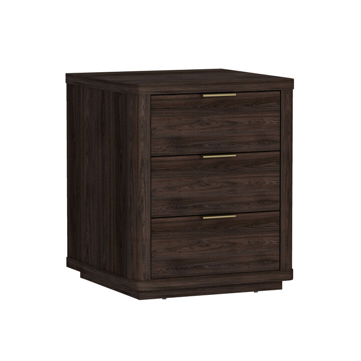 Evelyn Narrow 3-Drawer Nightstand in Brown