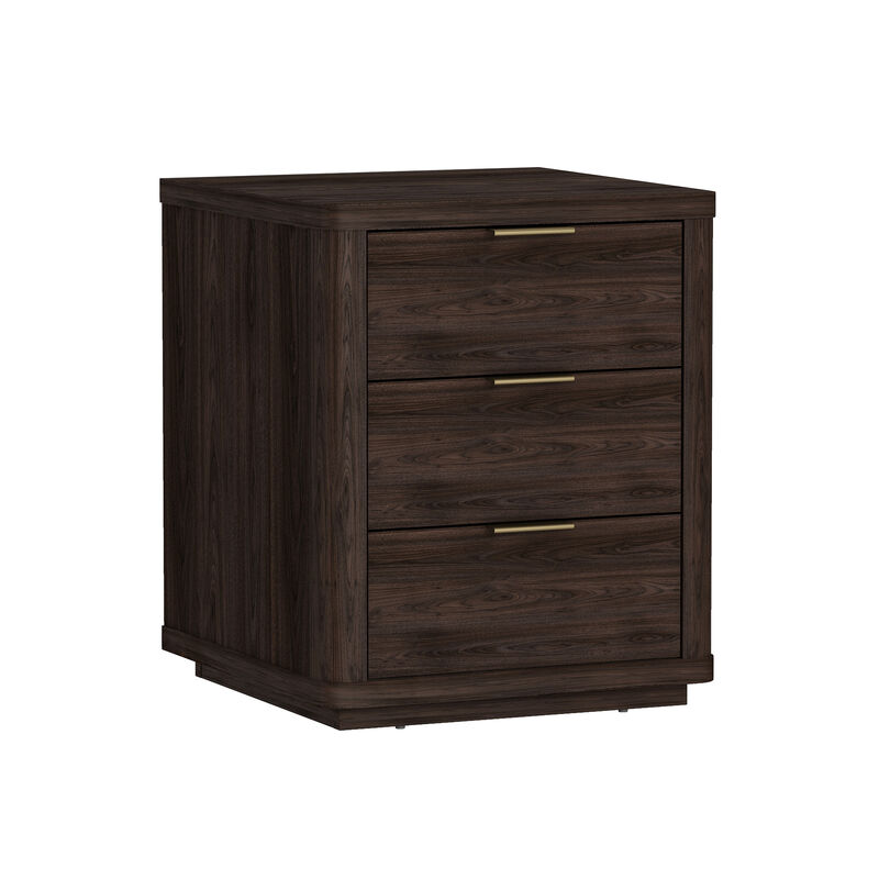 Evelyn Narrow 3-Drawer Nightstand in Brown