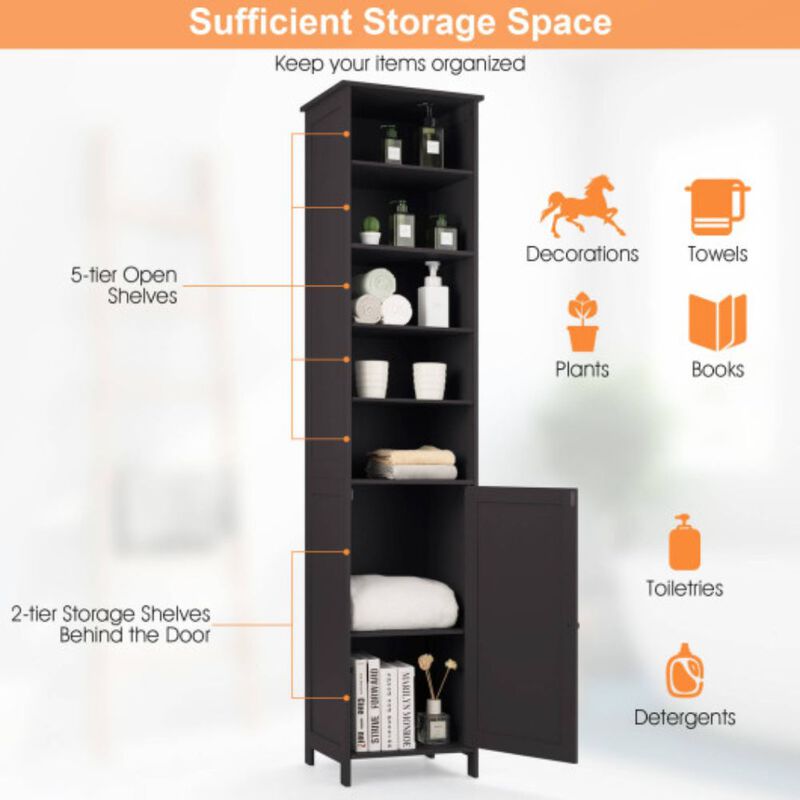 72 Inches Free Standing Tall Floor Bathroom Storage Cabinet