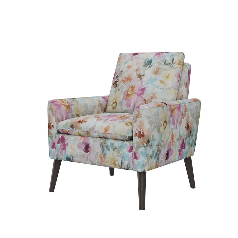 HL Home Furnishings Allyson Mid-Century Modern Armchair in Pastel Pink Floral
