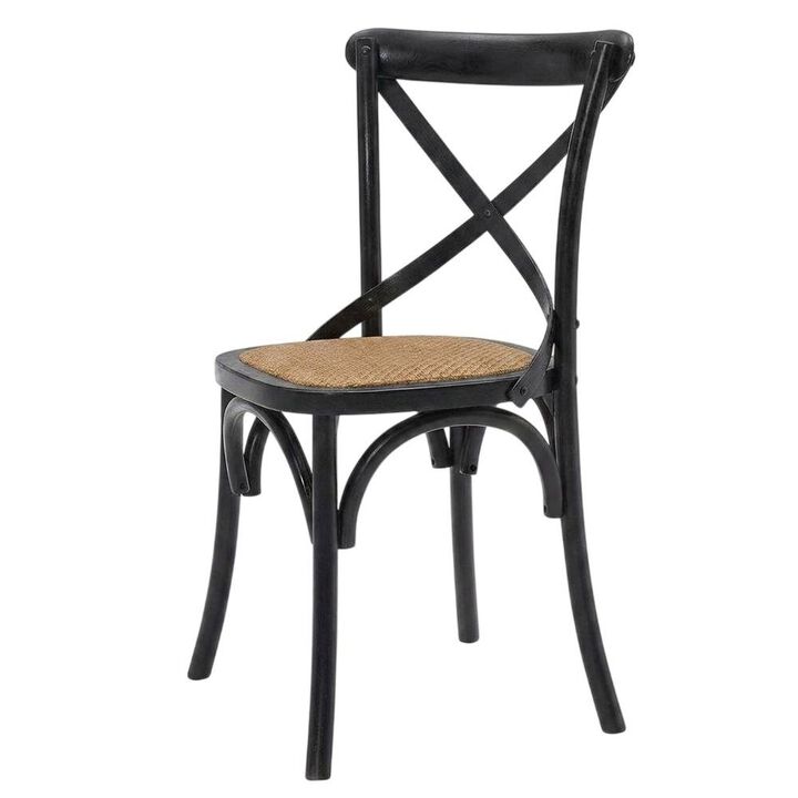 Wood and Rattan Dining Side Chair with Cane Back for Dining Room, Harbor