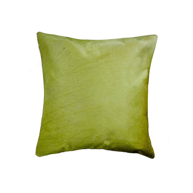HomeRoots 18" Lime Green Cowhide Throw Pillow image number 0