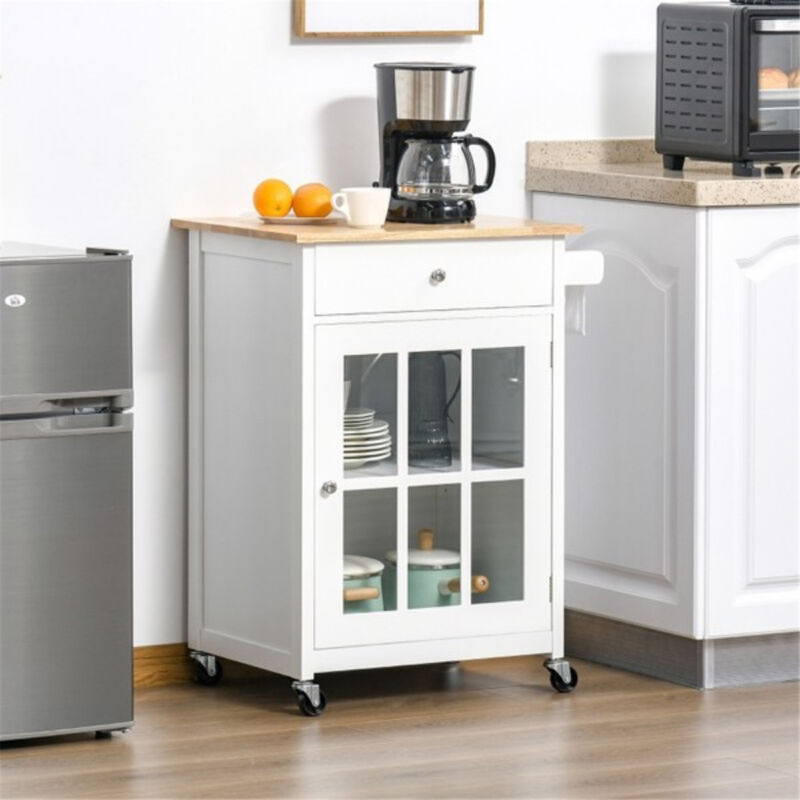 Wooden Kitchen Storage Cabinet with Doors and Countertop for Coffee Bar