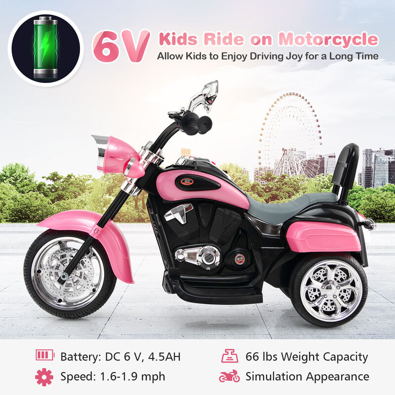6V Toddler Electric Ride-On Bike with 3 Wheels, Horn and Front Headlight image number 6