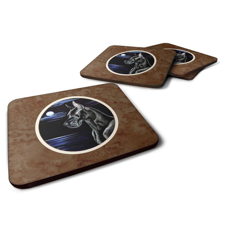 Caroline's Treasures 7060FC Black Great Dane In The Moonlight Foam Coasters (Set of 4), 3.5, Multicolor image number 0