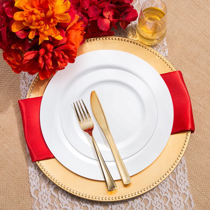 Solid White Economy Round Plastic Wedding Value Set (30 Sets)