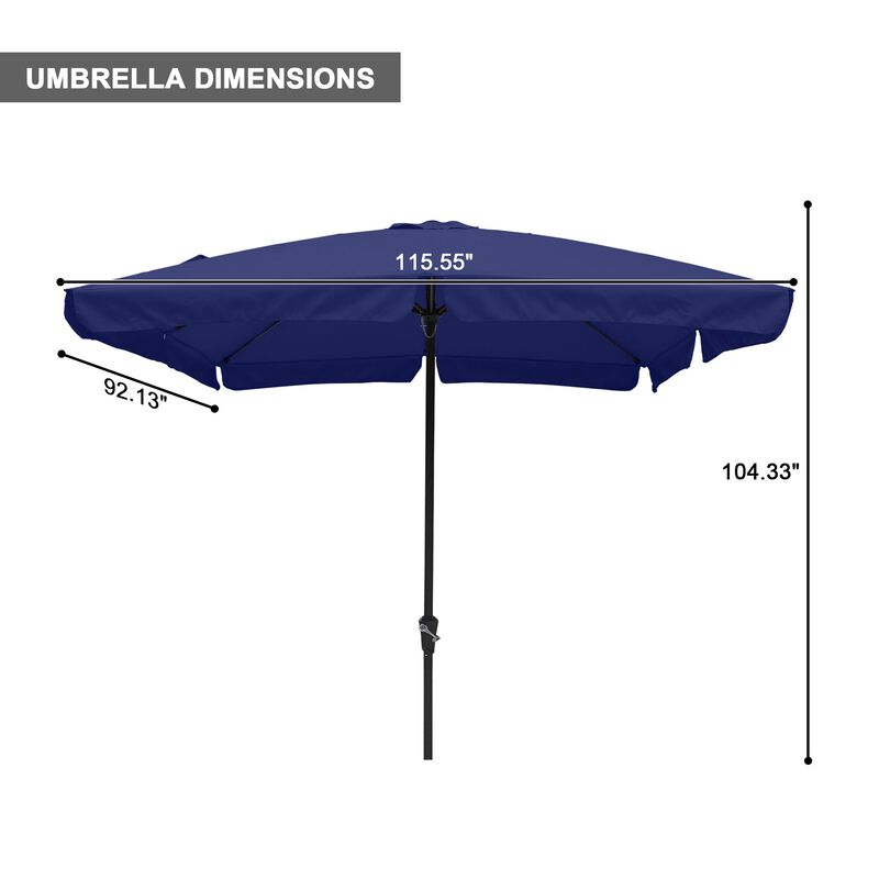 Mondawe 8 ft. x 10 ft. Square Crank Design Skirt with Skylight Outdoor Market Umbrella