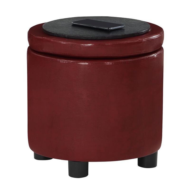 Convience Concept, Inc. Designs 4 Comfort Round Accent Storage Ottoman with Reversible Tray Lid