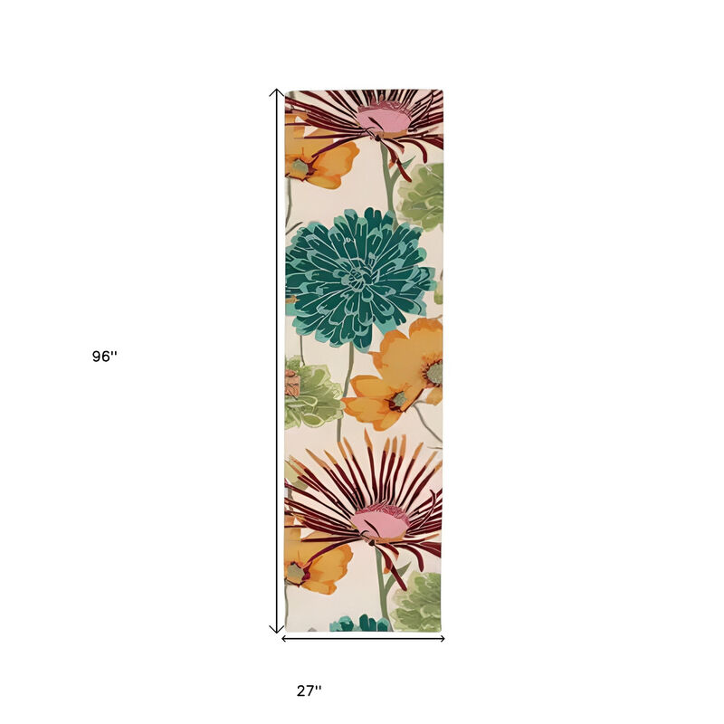 HomeRoots Floral Hand Carved Handmade Runner Rug image number 3