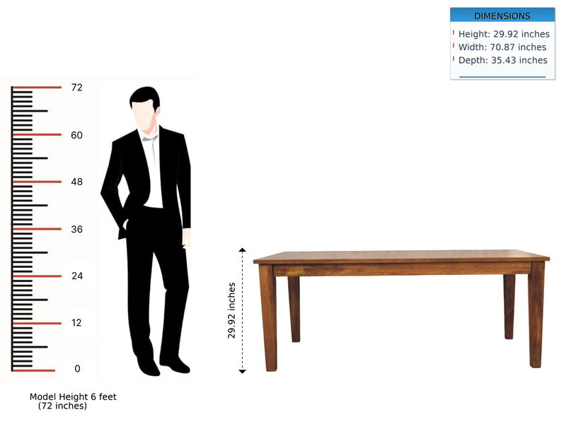 Artisan Furniture Solid Wood Classic Golden Teak Solid Wood Dining Table, Brown image number 8