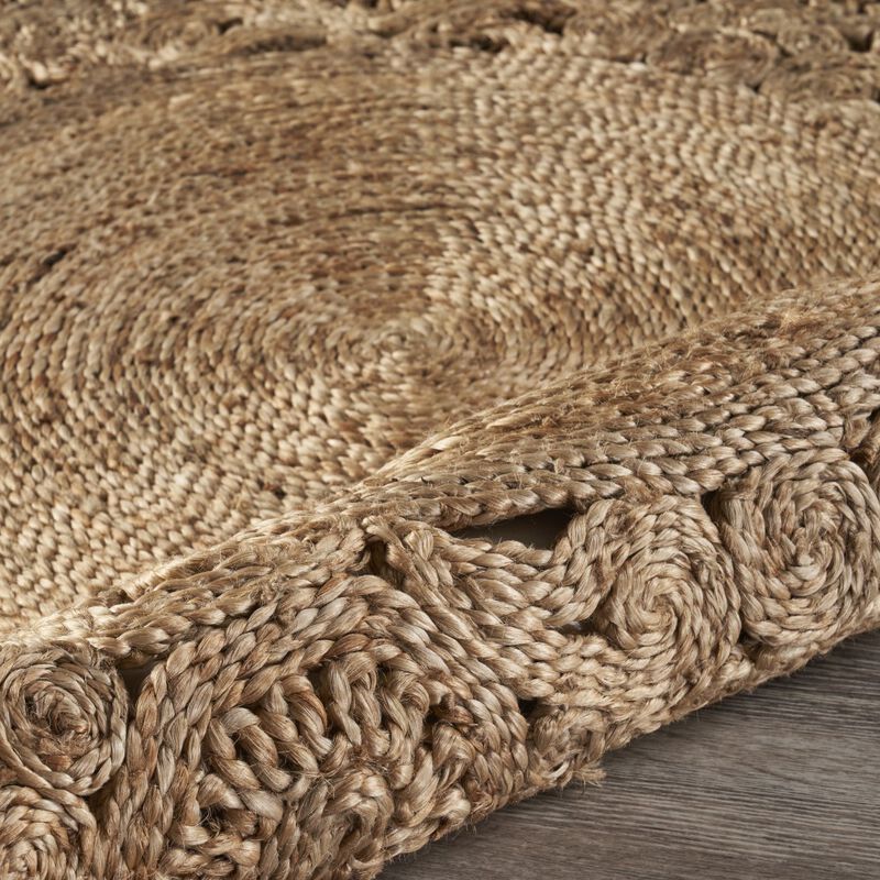 HomeRoots Jute Abstract Geometric Hand Braided Area Rug image number 2