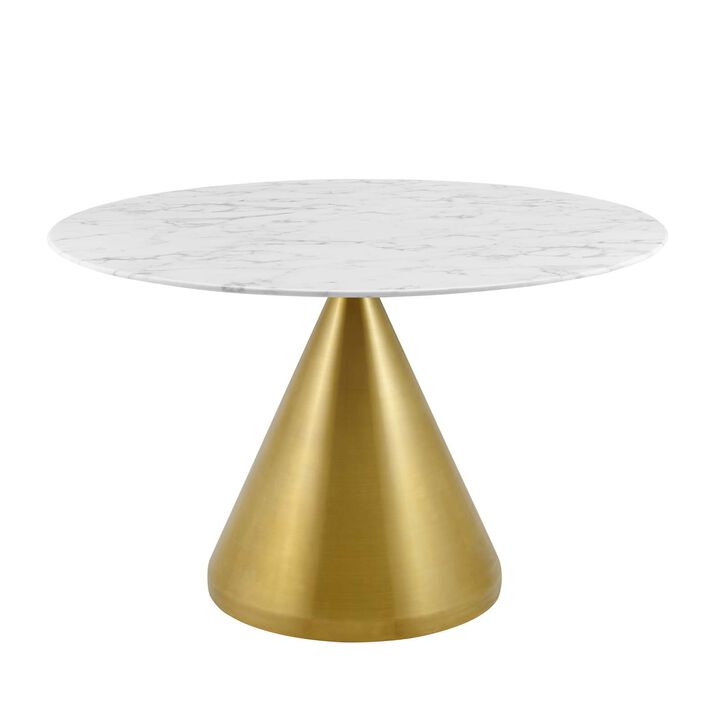 Modway - Tupelo 47" Artificial Marble Dining Table Gold White