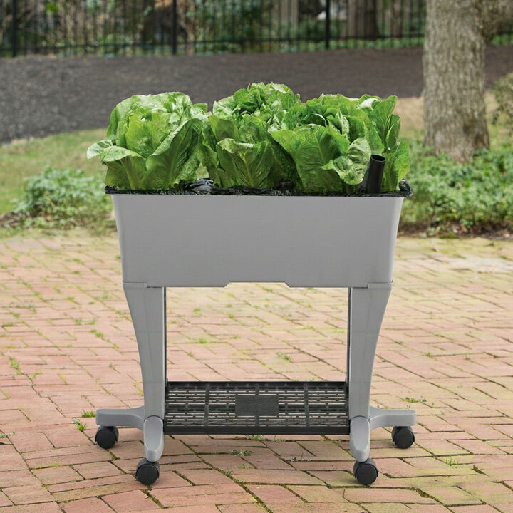 EarthBox Elevated Garden on Wheels &ndash; Self Watering Planter with Plant Food & Storage Shelf