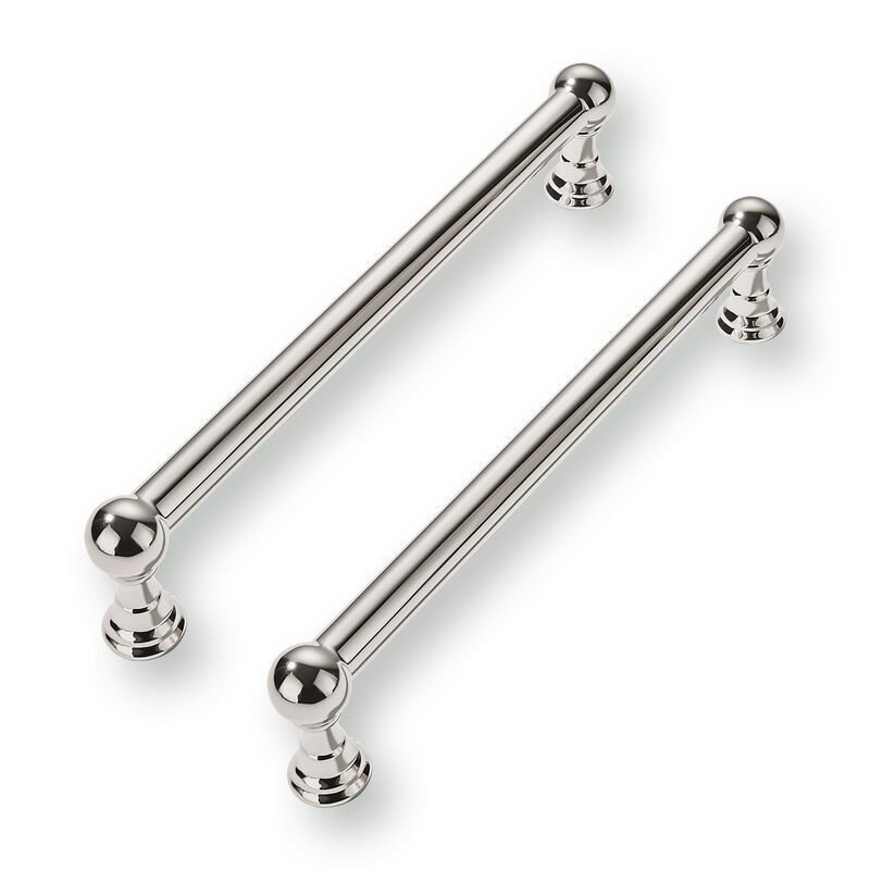 CABDM 2 Pack 6 Inch Solid Kitchen Cabinet Handles Polished Nickel Heavy Duty Cabinet Pulls Drawer Pulls Cabinet Hardware Kitchen