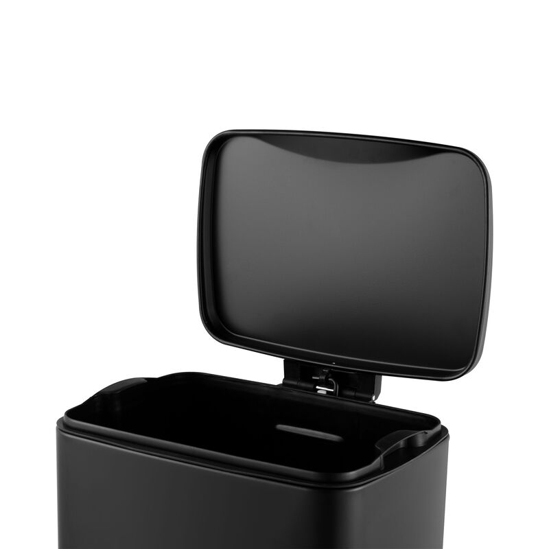 8 Gallon Stylish Rectangular Shape Matt Black Trash Can