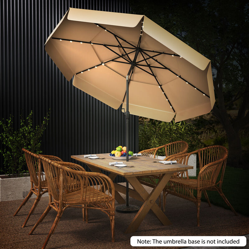 3-Tier Solar LED Outdoor Umbrella &ndash; Breathable Top with Air Circulation