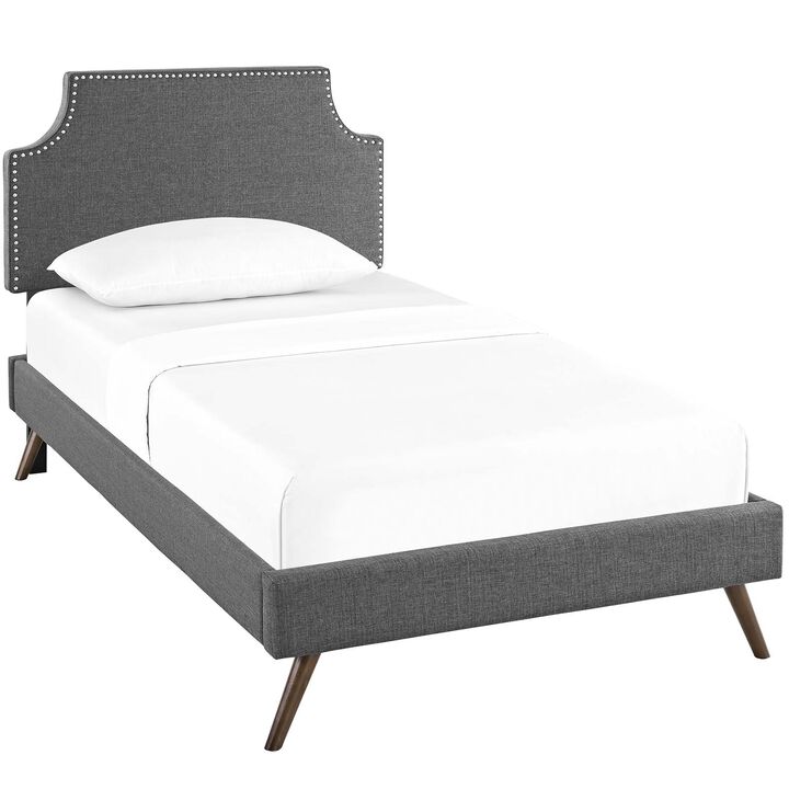 Modway - Corene Twin Fabric Platform Bed with Round Splayed Legs Gray