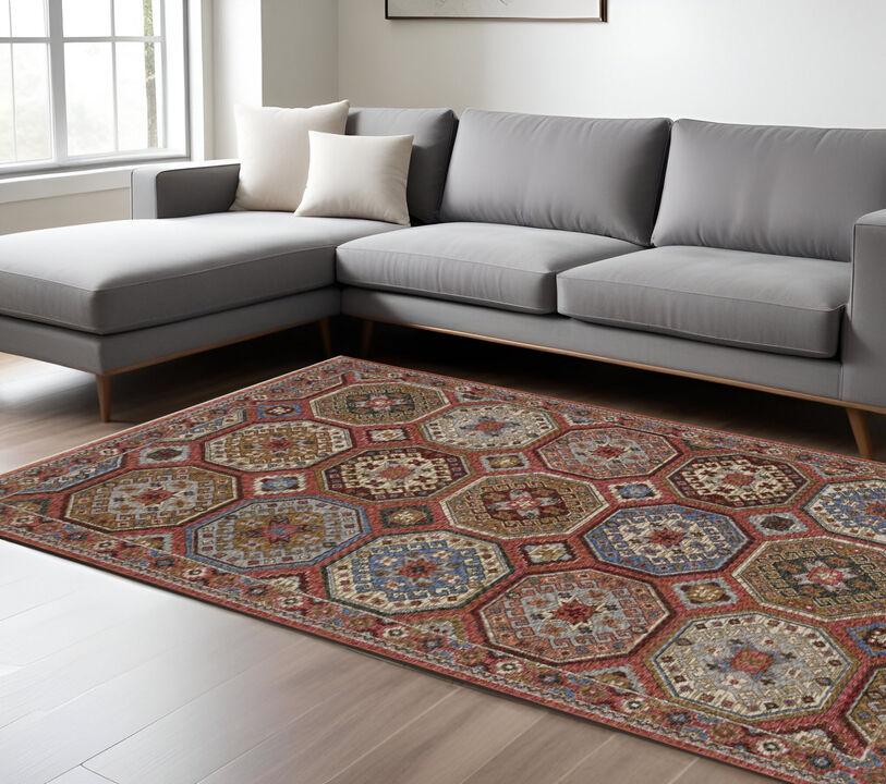 HomeRoots Medallion Runner Rug With Fringe