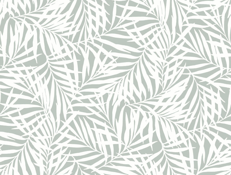 Oahu Fronds Light Green & White Wallpaper image number 0