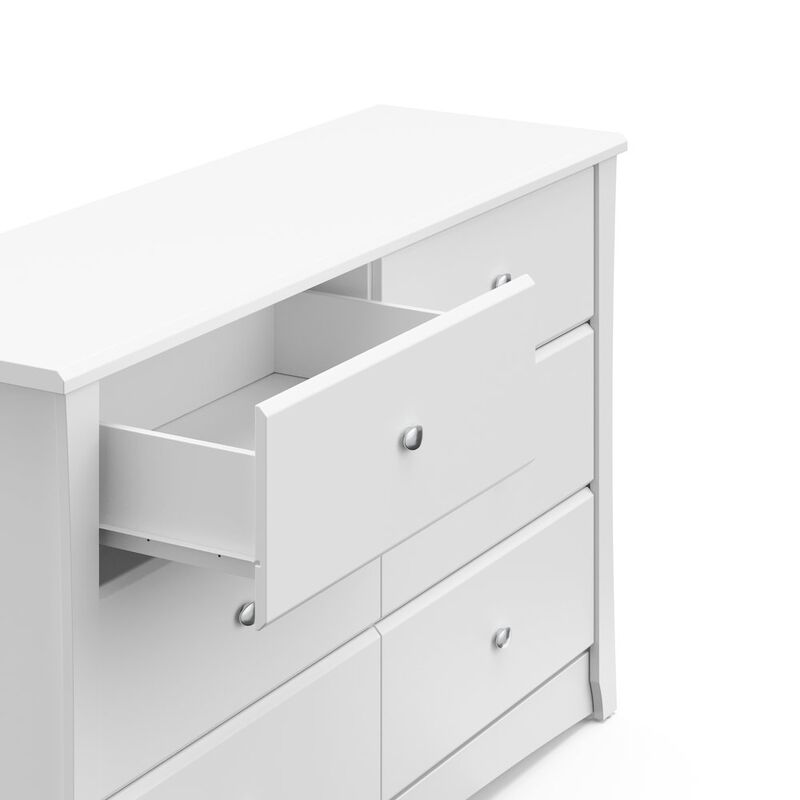 Storkcraft Crescent 6 Drawer Double Dresser (White) – GREENGUARD Gold Certified