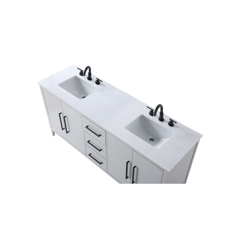 Elegant Kitchen and Bath 72 Inch Double Bathroom Vanity In Grey