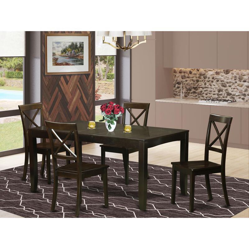 5 Pc Dining set-Table with Leaf Plus 4 Dining Chairs