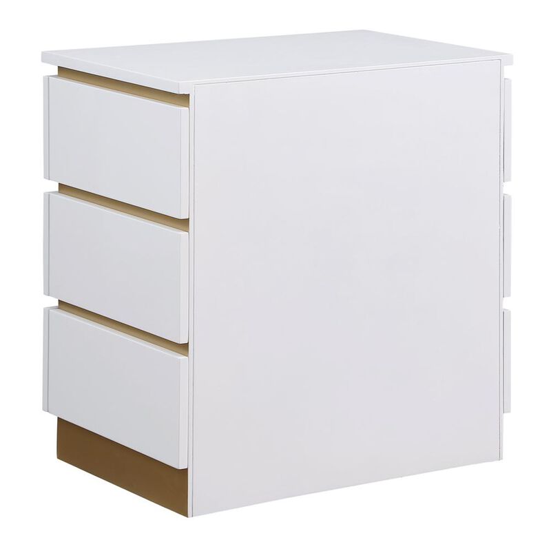 Best Master Furniture Tambert White Lacquered Side Table with Gold Accents