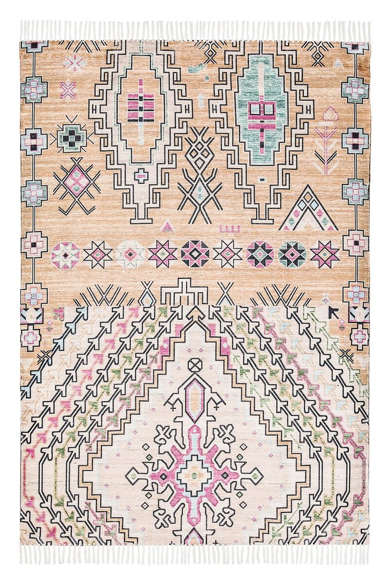 Zelda Cream Multi-Colour Abstract Tribal PET Rug image number 1